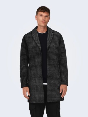 Palton Barbati Only&Sons Onsjaylon Check Wool Grey Pinstripe /Black